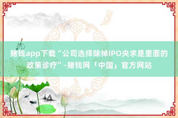 赌钱app下载“公司选择除掉IPO央求是里面的政策诊疗”-赌钱网「中国」官方网站