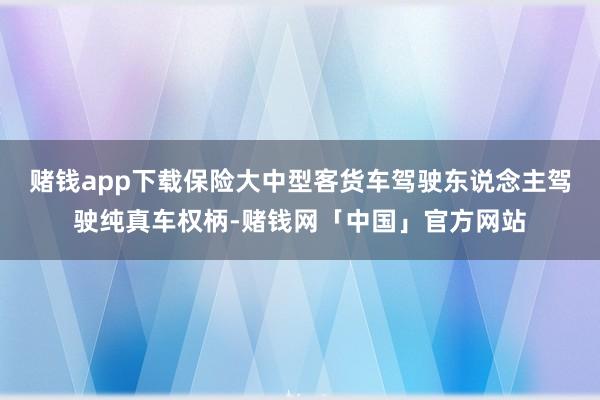 赌钱app下载保险大中型客货车驾驶东说念主驾驶纯真车权柄-赌钱网「中国」官方网站